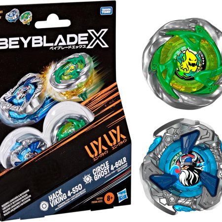 Beyblade X: Pack doble Circle Ghost 4-60LR UX y Hack Viking 4-55O UX